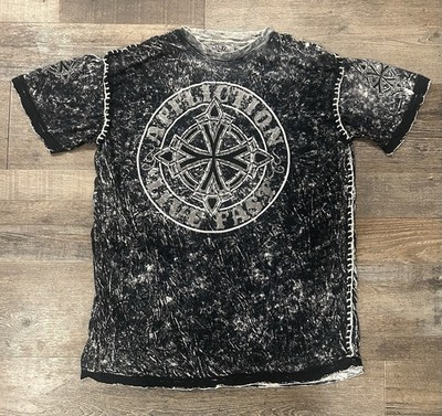 Vintage Affliction Live Fast Tee Shirt Unique Yarn Stitched Seams Size Large