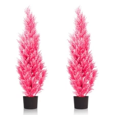 Two 4-Foot Pink Artificial Plants-Indoor and Outdoor Artificial Trees, Anti-U...