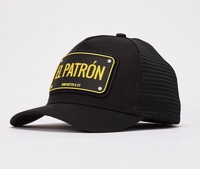 John Hatter & Co El Patron Hat Black Adjustable Rubber Plaque Snapback Cap