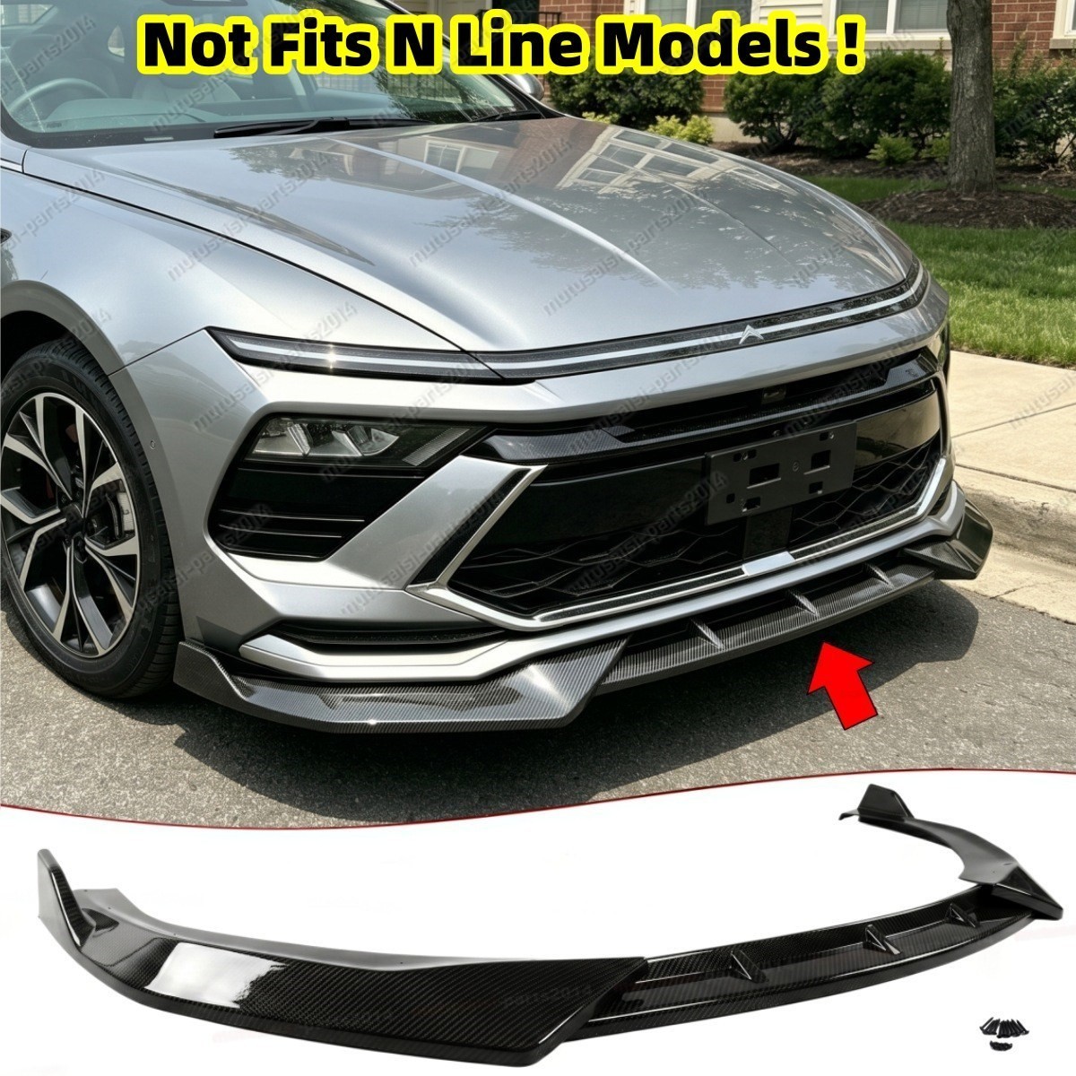 Carbon Fiber Look Front Lip Splitter Fit For Hyundai Sonata 2024-2026 (Standard)
