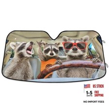 Raccoon Driving Car Windshield Sun Shade Funny Animal 55x27.6 inch color10