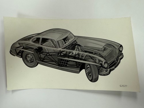 Vintage Mercedes Benz 300SL Factory Numbered Skelton Cutaway Illustration/Photo