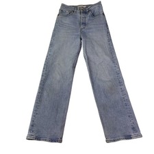 Levis Premium Ribcage Straight Jeans Womens 24 Blue High Rise Denim Light Wash