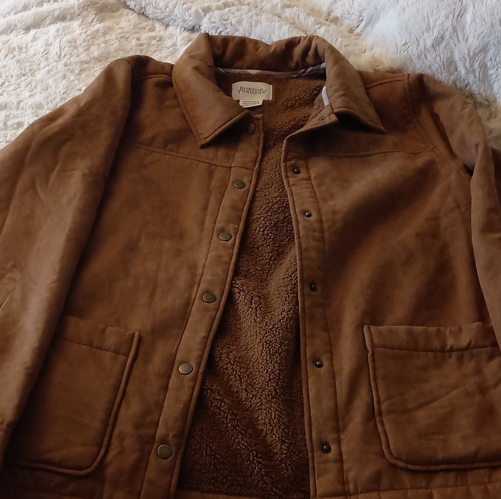 Boston Traders Brown Snap Front Button Lined Jack… - image 1