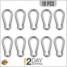 10 PCS Stainless Steel Carabiners Spring Snap Hooks Heavy Duty Keychain Clip NEW