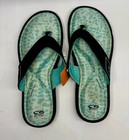 Champion Womens Flip Flop Black w/ Turquoise leopard print footbed SZ 10 *NWT" — photo 2