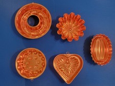 Vintage Mirro 5 Piece Aluminum Copper-tone Mold Set With Original Box Beautiful