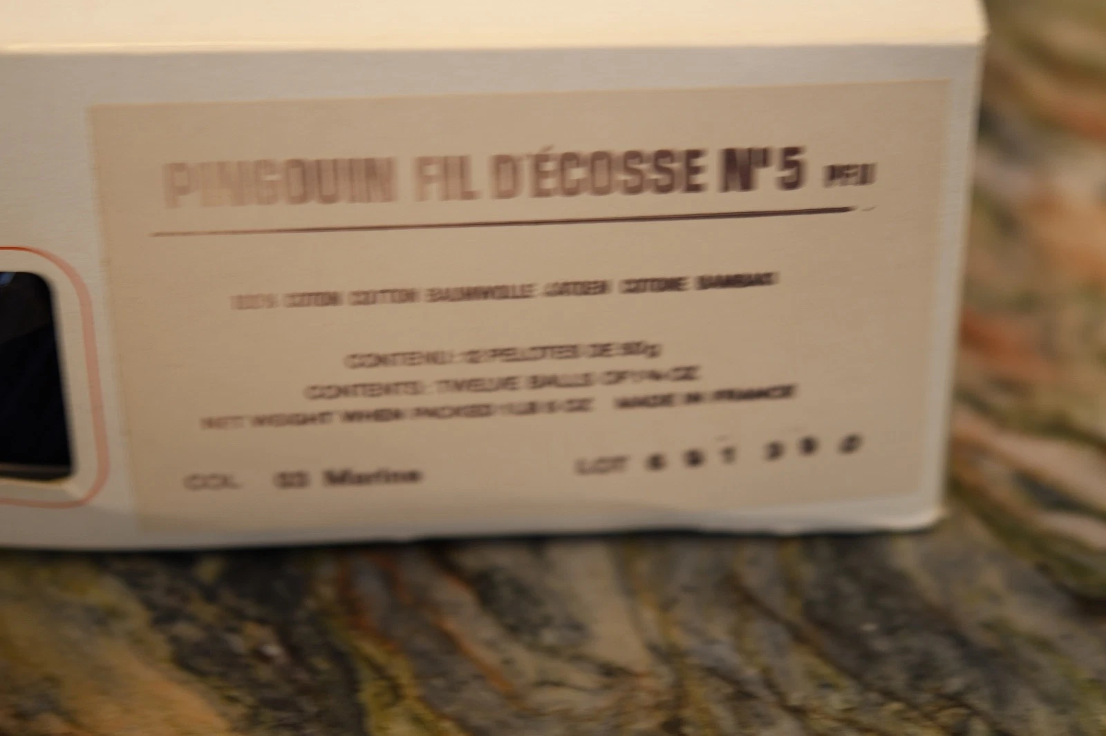 Pingouin Fil D'ecosse No. 5, Two Boxes/12-Marine & 12-Sevres, Made in France - product detail image 6