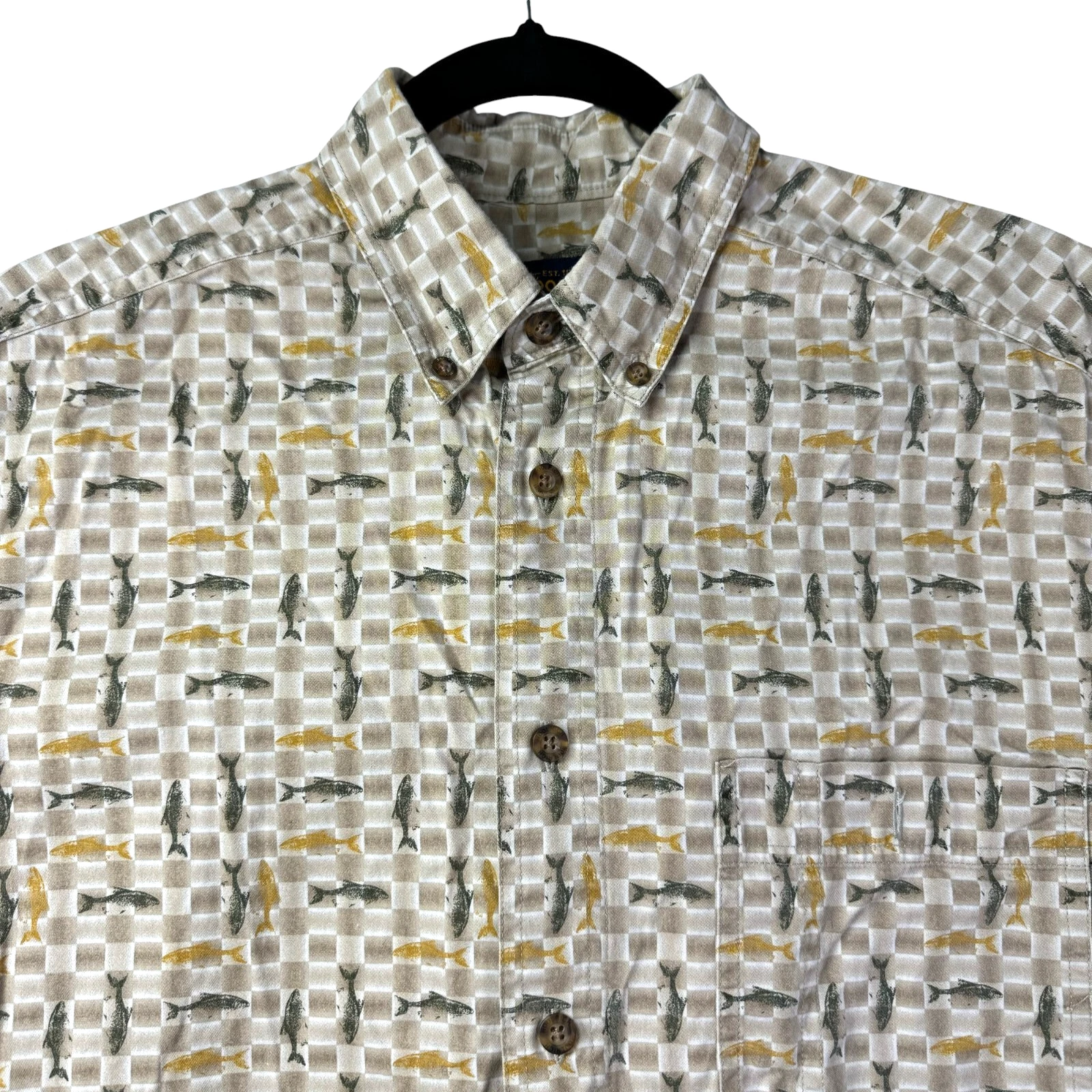 Woolrich Shirt Mens Medium Brown Long Sleeve Outdoor Fishing Button Down Fishing