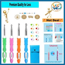 Ergonomic Crochet Hooks Set 7-10mm for Arthritic Hands   Aluminum Rubber Grip...