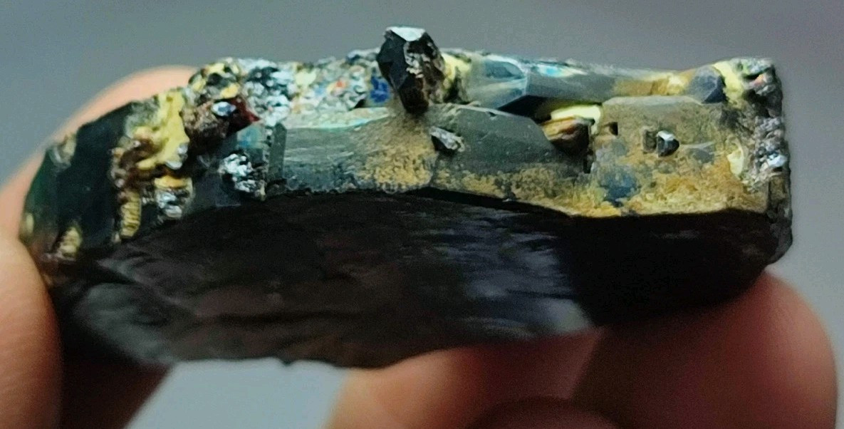 Rutile Crystals Grown On Iridescent Hematite Crystal With Good Luster-Zagi Mount