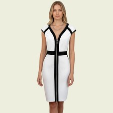 Frank Lyman Black & White Stretch Bodycon Dress UK 12 US 8 EU 40