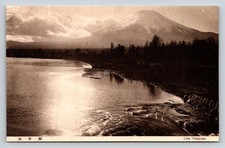 Vintage RPPC Koyo Okada Mt Fuji Lake Yamanaka Japan Sepia Postcard c1930s