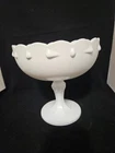 Vintage Indiana Glass Tear Drop Milk Glass Pedestal Bowl Compote Candy Bowl