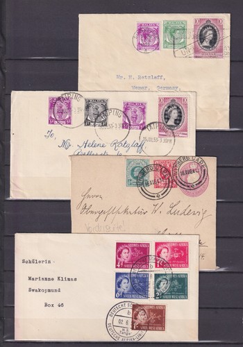 74723) Britische Kolonien Posten von 4 Belegen Natal Malaya Schiffspost