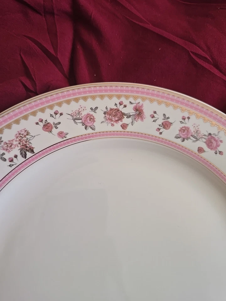 2 hermosos platos de cena Grace's Teaware Petite rosas rosas doradas NUEVO Foto 3 de 4