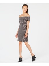CITY STUDIO Womens Above The Knee Dress Gray Short Sleeve Evening Juniors 5