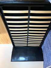 Black Faux Leather Single Bed Frame with Slatted Base & Foam Mattress
