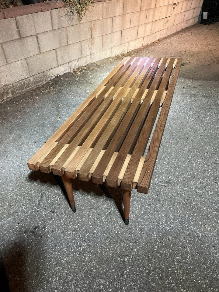 VTG - 1957 Mid Century - Cedar Slat Bench - Restored - Image 2 of 4
