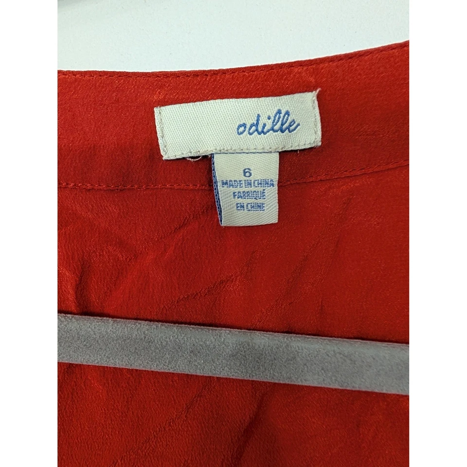 Anthropologie Odille Tank Top Racerback Sleeveless Button Front Silk Red Size 6 - Image 3 of 4