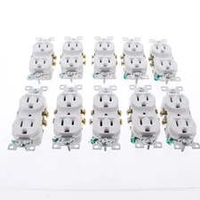 10 Eaton White COMMERCIAL Grade Outlet Receptacles NEMA 5-15R 15A 125V CR15W