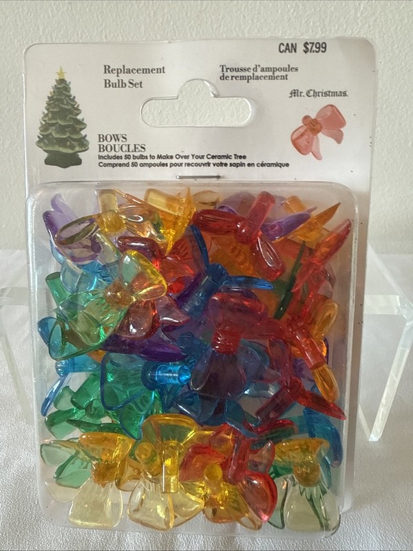 Ceramic Christmas Tree Replacement Bulb Set 50 Multicolor Bow Shaped Bulbs