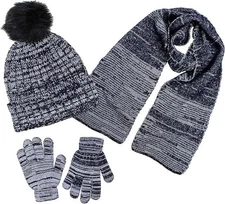 Boys 3 Item Polarwear Winter Kid-Set: Hat, scarf & Glove (Style: Navy1296)