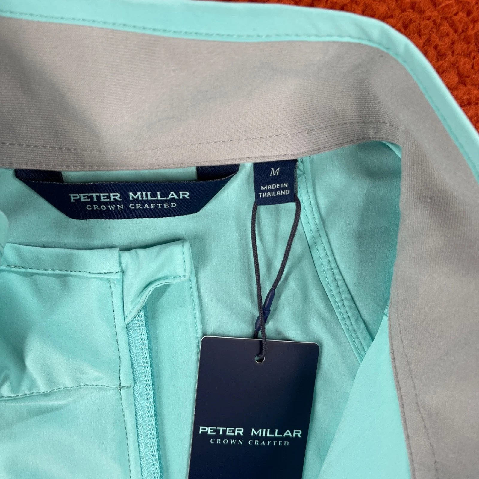 PETER MILLAR Mens MEDIUM Flex Adapt Full Zip Pullover Vest Jacket Turquoise Blue - product detail image 6