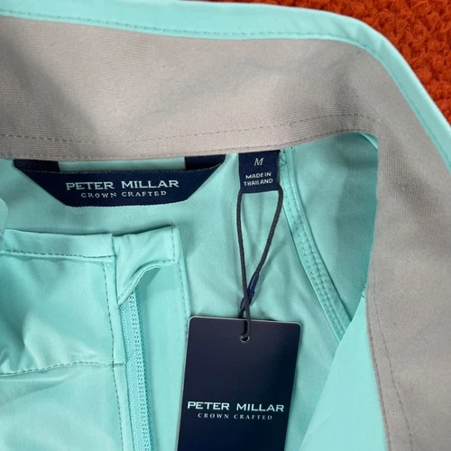 PETER MILLAR Mens MEDIUM Flex Adapt Full Zip Pullover Vest Jacket Turquoise Blue image 6