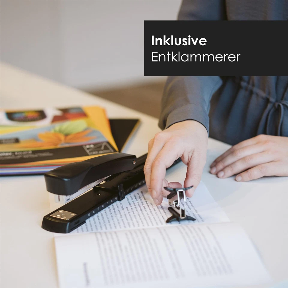 Langarmhefter - Tacker mit 1 Entklammerer & 1000 Tackernadeln Schwarz DIN A3 - Bild 2 von 4