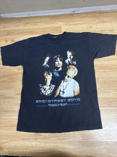 Vintage GIANT Backstreet Boys Black & Blue 2001 World Tour T 2000s vintage concert t-shirt, vintage, size L, single stitch, B+ condition