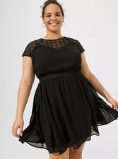 NWT Torrid Black Mini Clip Dot Crochet Skater Dress Size 3/3x/22-24