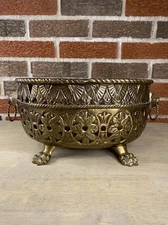 Decorative Crafts Inc Large Brass Jardiniere with Lion Heads and Paws MCM