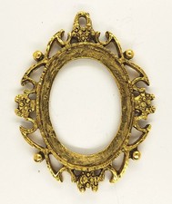 40x30mm Antique Gold Open Back Cabochon Cameo Pendant Setting with ring S4244