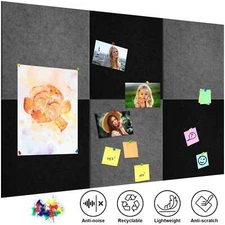 AGCAN Felt Bulletin Board, Large Felt Wall Tiles with 40 Push Pins, DIY