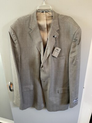 Stafford Men s NWT Gray Windowpane Silk/Wool Blend Suit Jacket Size 50L