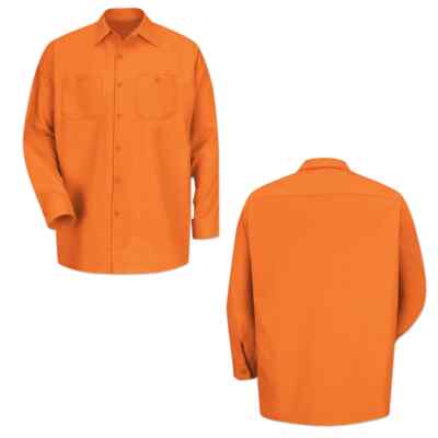 Red Kap Work Shirt Solid Color 2 Pocket Men's Industrial Uniform Long Sleeve