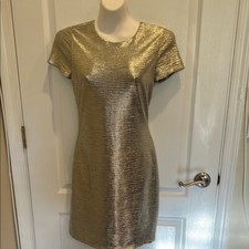 Alice + Olivia by Stacey Bendet Silver Foil Crew Neck Mini Dress size 8