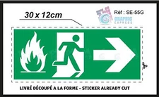 30 x 12 cm - Right Emergency Exit - Adhesive Stickers - SE-55G