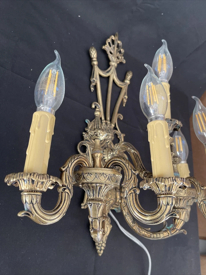 Antique Brass Wall Mounted 5 Lights Chandelier - Image 2 of 4