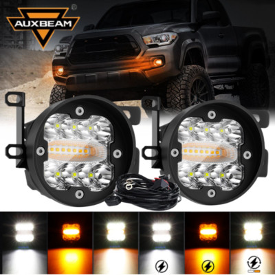 2x AUXBEAM LED Fog Light Pod 6 Mode White Amber/Strobe For Toyota 4Runner Tacoma