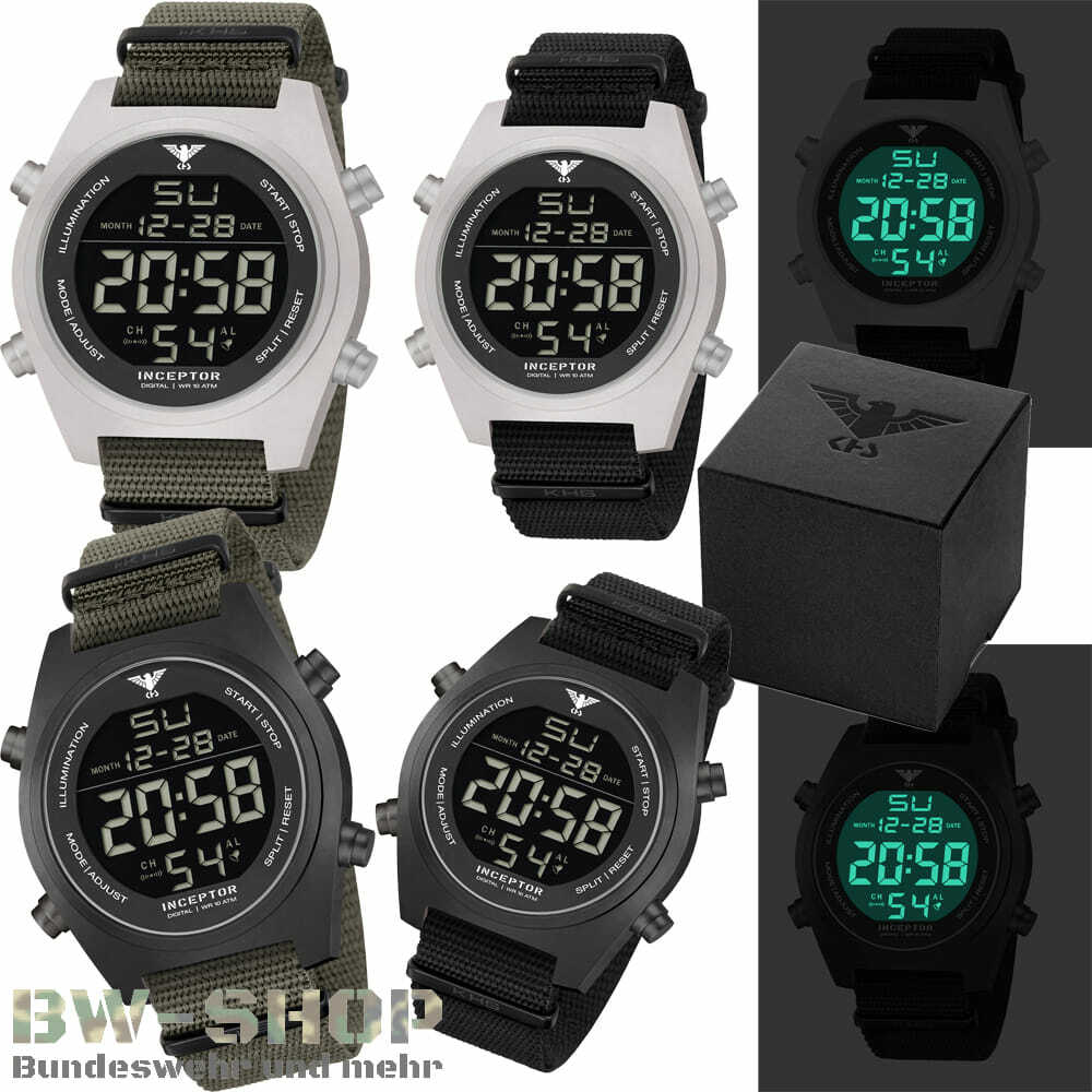 KHS INCEPTOR EINSATZUHR DIGITAL MILITÄR BW ARMEE UHR US ARMY