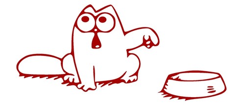 Demanding Cat with Empty Bowl Vinyl Decal, funny gas tank sticker, silly sticker - Picture 9 of 9
