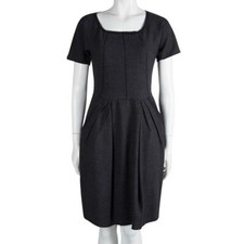 DOLCE & GABBANA D&G Virgin Wool Seamed Pleated Short Sleeve Dress 48IT 12US = L