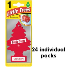 Little Trees Strawberry Scent Hanging Car and Home Air Fresheners, 24 Count