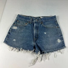 VTG 90s Levi's Jean Shorts Mens 30* 517 Blue Cut Off Thrashed Denim Jorts Tag 32
