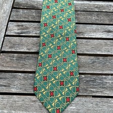 Brooks Brothers Makers Green Geometric Tie 100% Silk Made in USA