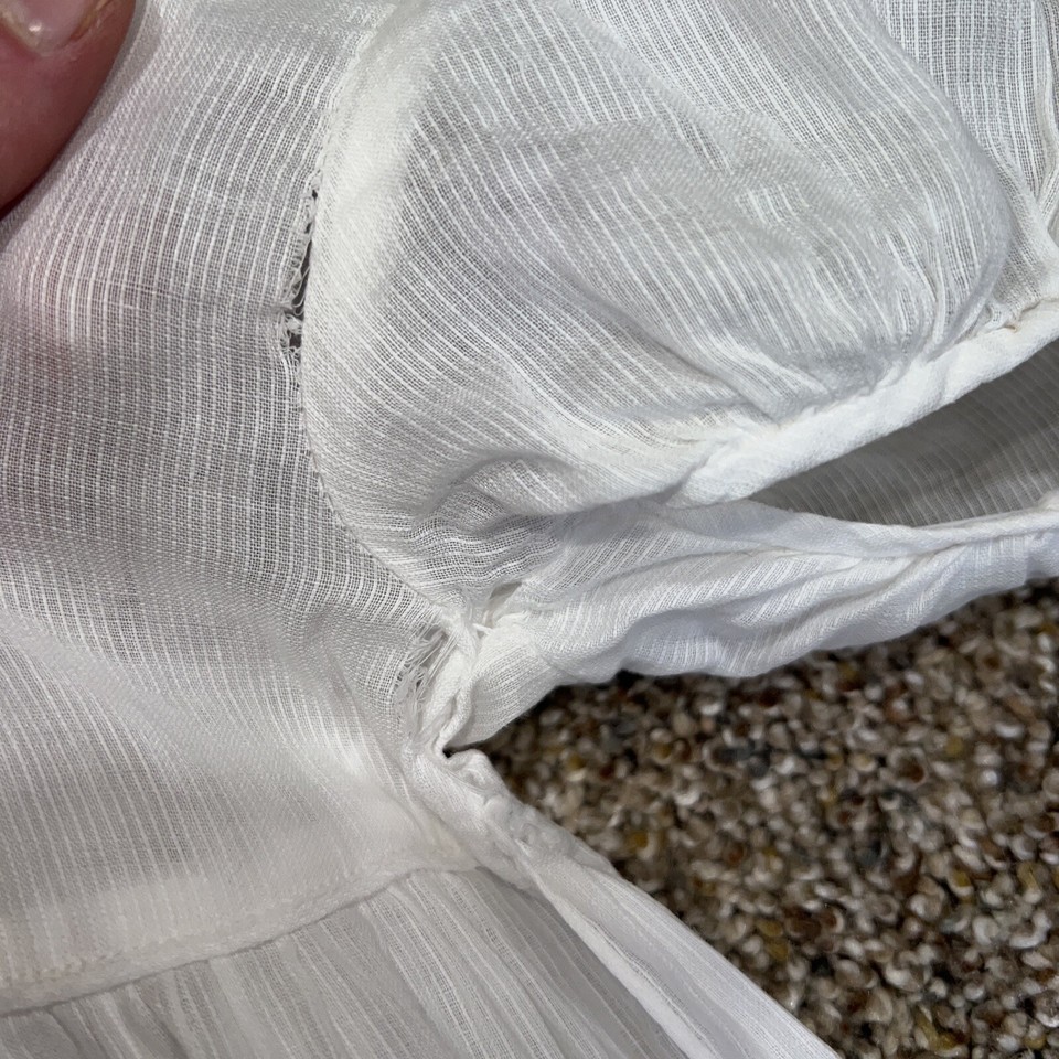 Vintage May Belle Frock 69 Mo Sheer White Dress With Embroidery And