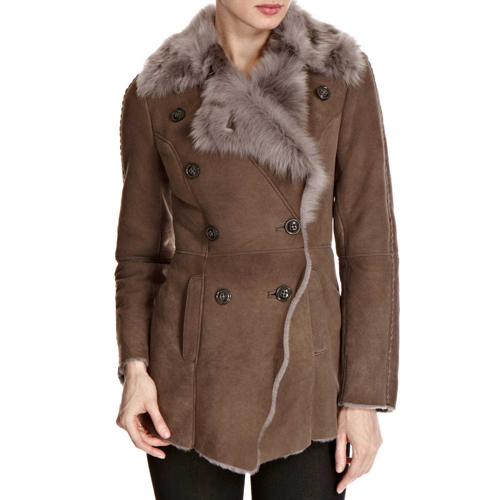 ALTRA Giacca Shearling Boutique Amanda Toscana Pelle di Pecora Marrone Smokey XS L 8 12 £1300