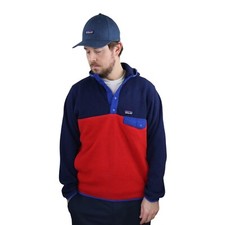 Patagonia Synchilla Snap-T Hoody Fleece Pullover Jacket Mens Medium Hooded Red